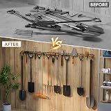 zacurter Garden Tool Storage Rack Wall Mounted 16 Hook 50kg Capacity view 3