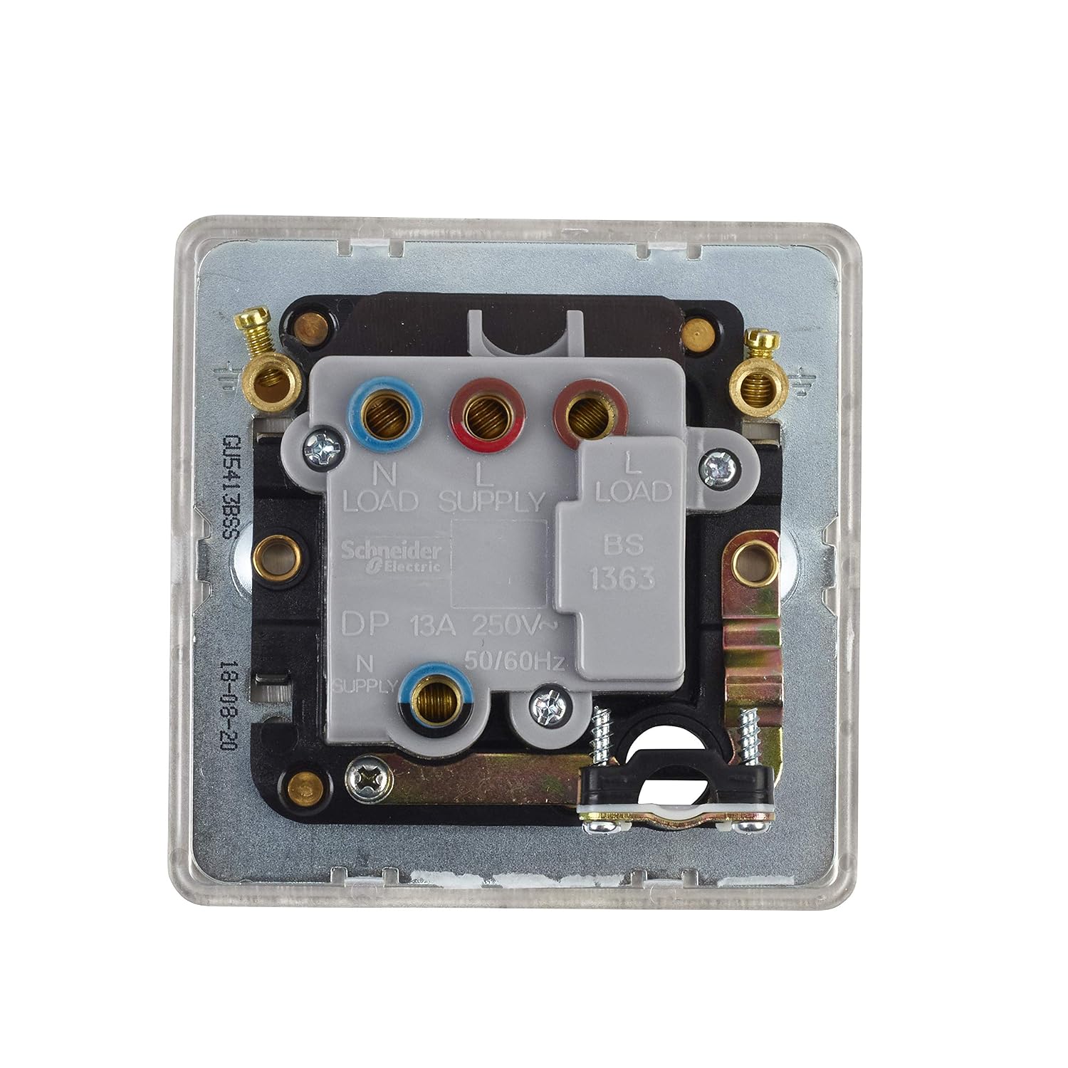 Schneider Electric Ultimate Screwless Flat Plate 13a DP Switched Connection Unit with Flex Outlet Stainless Steel Black Insert - Image 5