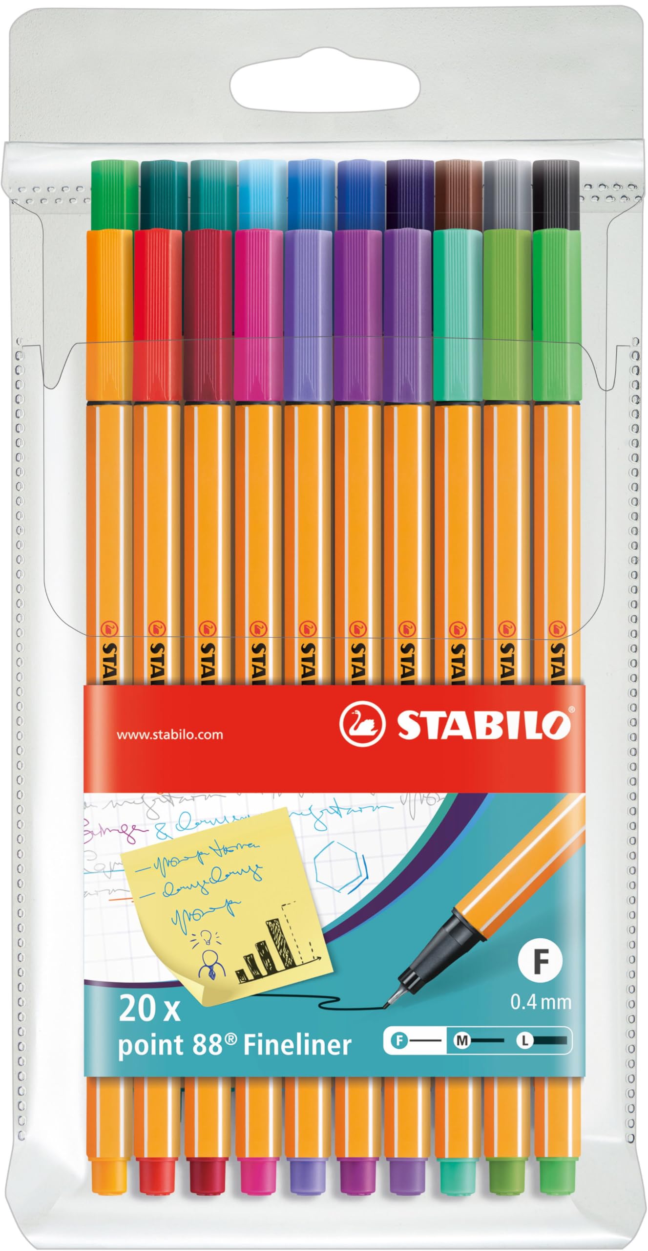 STABILO point 88 - Fineliner - Astuccio da 20 - Exclusive Edition - Colori assortiti