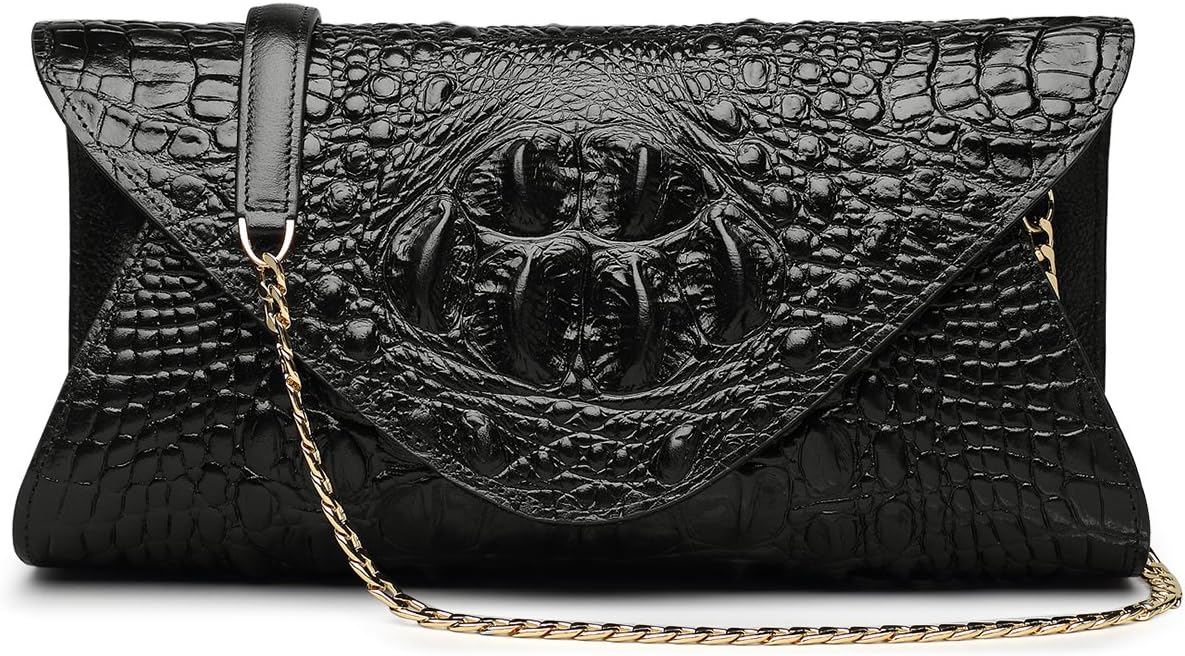 ZOOLER GLOBAL Genuine Leather Purse Clutch Crossbody Bag Crocodile Embrossed