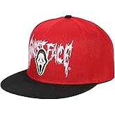 Ghostface Mask Rubber Badge Red Flat Bill Baseball Cap