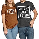 She's My Sweet Potato I Yam T-Shirt Couples Thanksgiving Shirts Matching for Husband and Wife Casual Tops