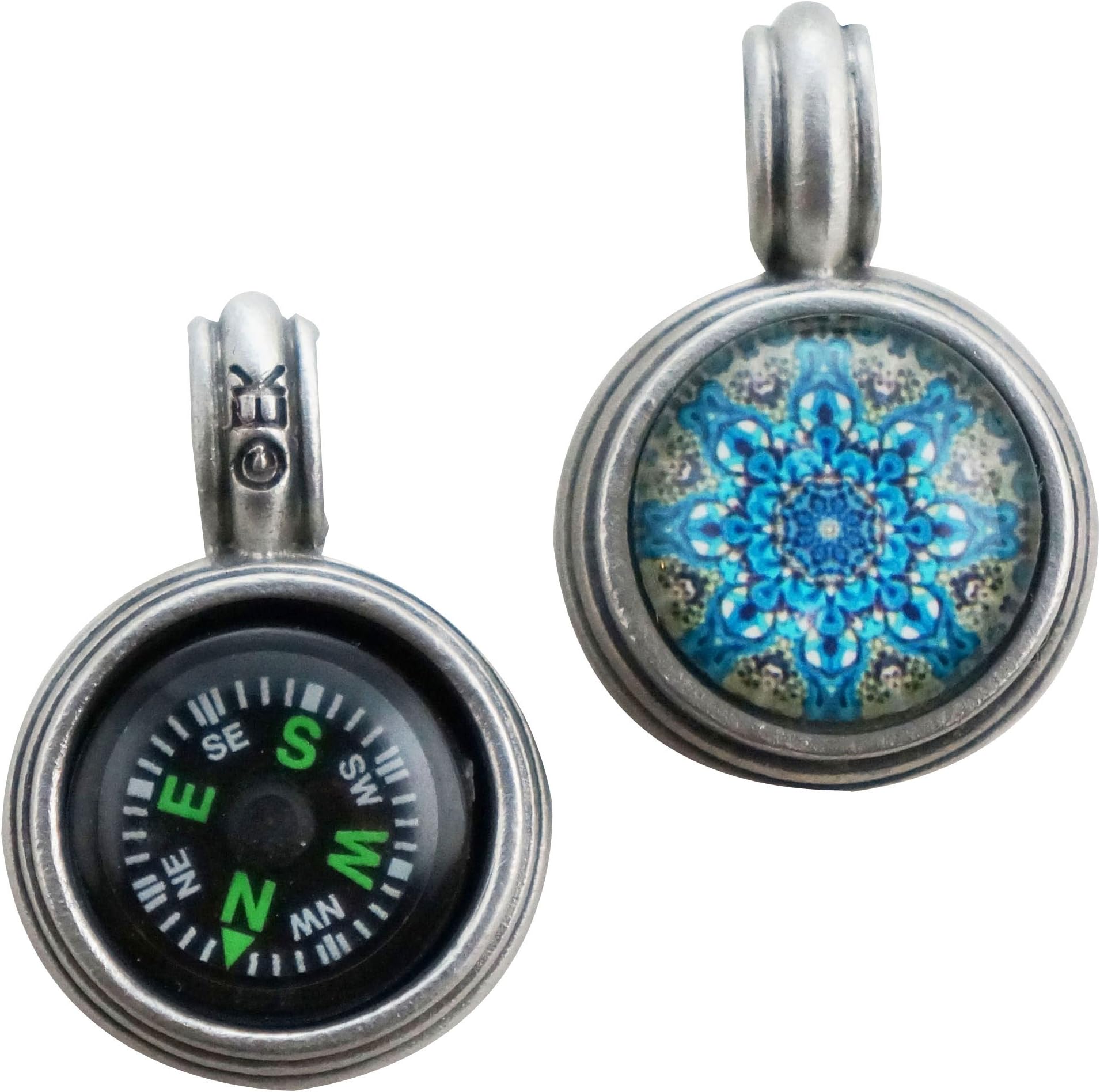 Mandala Compass Pendant, Turquoise & Sage