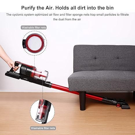 Z5 Ultra Lightweight Cordless Stick Vacuum Cleaner Long Run Time And Powerful Suction For Pet Hair Carpet Hardwood Floor Sofa With Large Dust Cabin