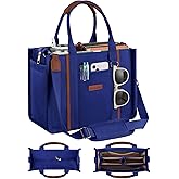 FIORETTO Women’s Canvas Tote Bag Purse with Zipper, Multi Compartment & Reinforced Bottom, Ideal for Work, Bible, Travel