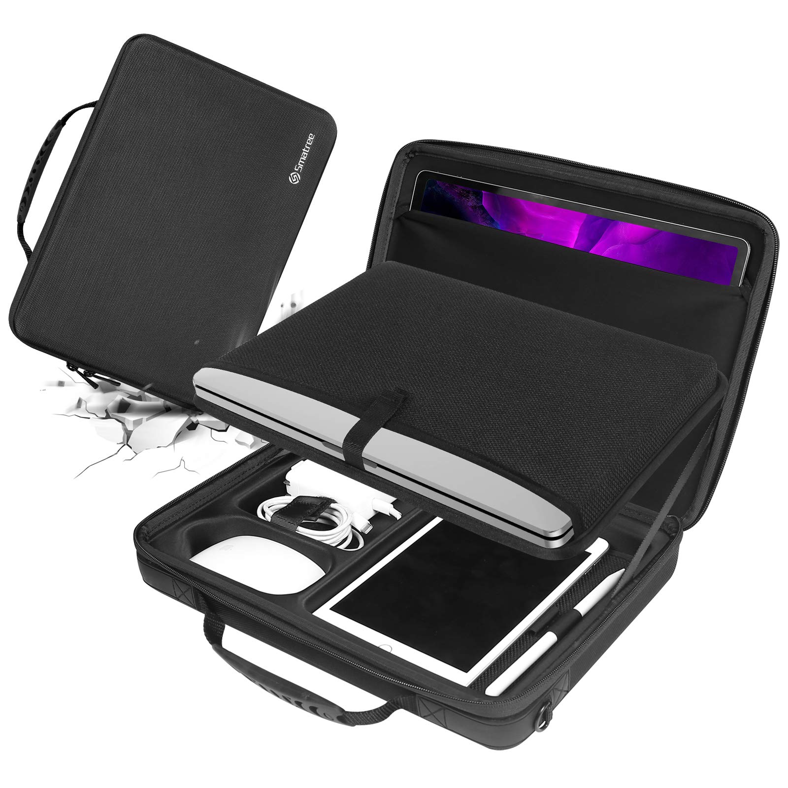 Smatree Briefcase Shoulder Bag Compatible with New 13 inch Macbook Air M4 2025/M2 2022/M3 2024, 2023 2021 2024 Macbook Pro A2918 A2992 A2779 A3112 14.2 inch, Shockproof Laptop Hard Shell Case -Black