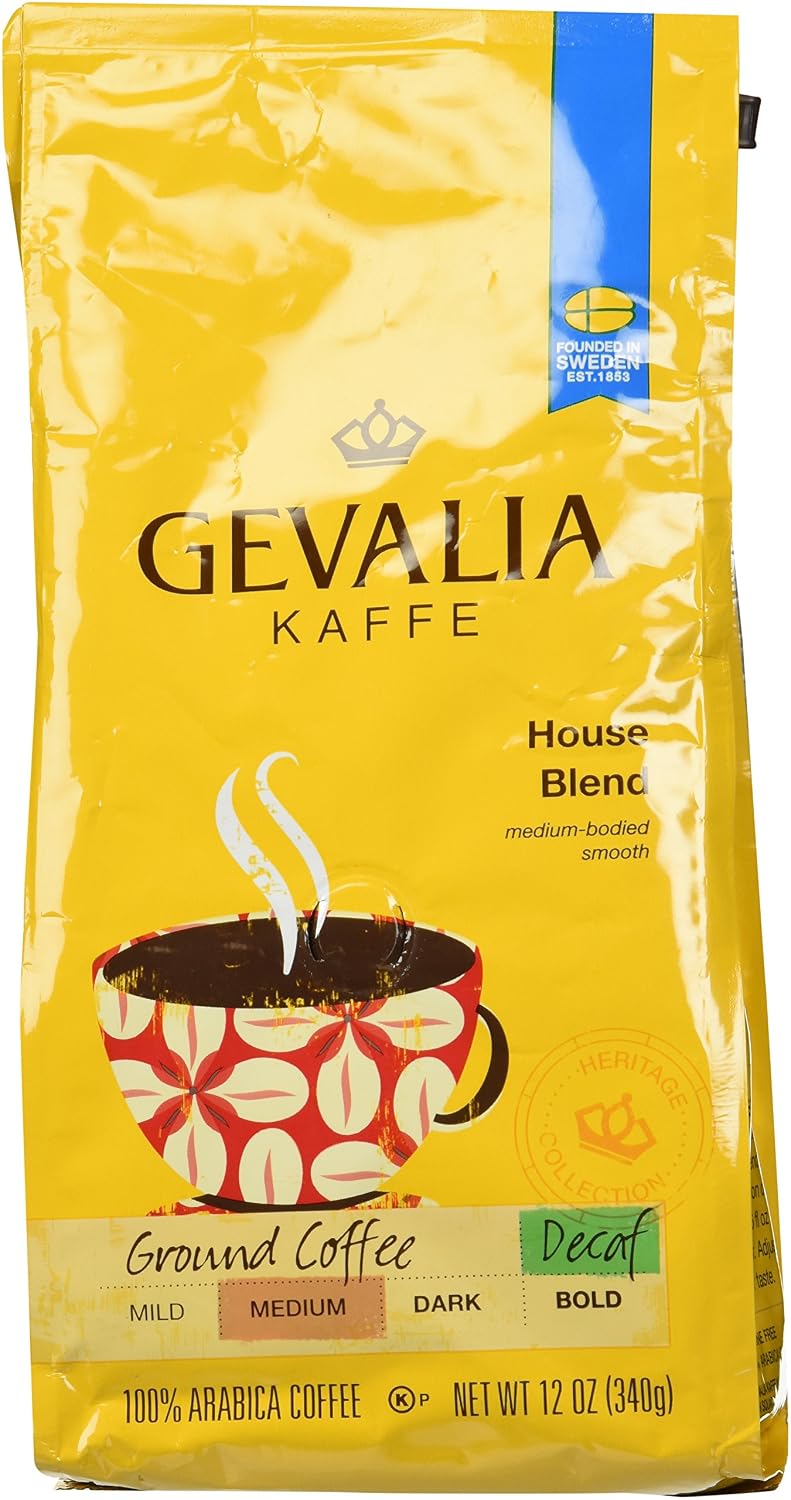 Gevalia kaffe decaf house Blend ground coffee medium/Dark (043000042977)