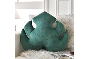 DDLIURY Leaf Pillow, Cute Decorative Throw Plant Pillow Aesthetic Decor Nature Pillow for Bed Couch, Leaves Shaped Pillow Perfect for Bedroom Living Room (Dark Green, 15 Inches)