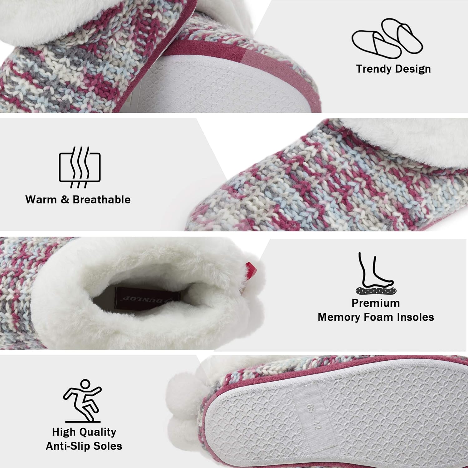 Chausson Femmes Boots Fourrure Chausson Bottine Montant Hiver Super Chaud Et Confortable Pantoufle Montante Botte Femmes Dunlop Chaussons Fourres Femme Chaussons Chaussures Femme