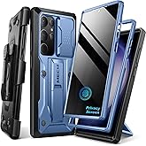 TONGATE for Samsung Galaxy S23 Ultra Case, [Built-in Slide Camera Cover & Screen Protector] [2 Front Frame]Military Grade Shockproof S23 Ultra Phone Case with Kickstand & Belt-Clip 6.8", Privacy Blue