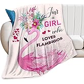 citari Just A Girl Who Loves Flamingos Blanket Cute Flamingo Decor Pink Throw Blanket Gifts for Girls Super Warm Soft Plush Lightweight Fleece Flannel Blanket Winter Bedding for Kids Women 50"X40"