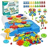 IIROMECI Gears Toys for Kids Ages 4-8, STEM Educational Construction Toys, Building Toy Set for Boys and Girls, Engineering Building Blocks Creative Learning Toy Set