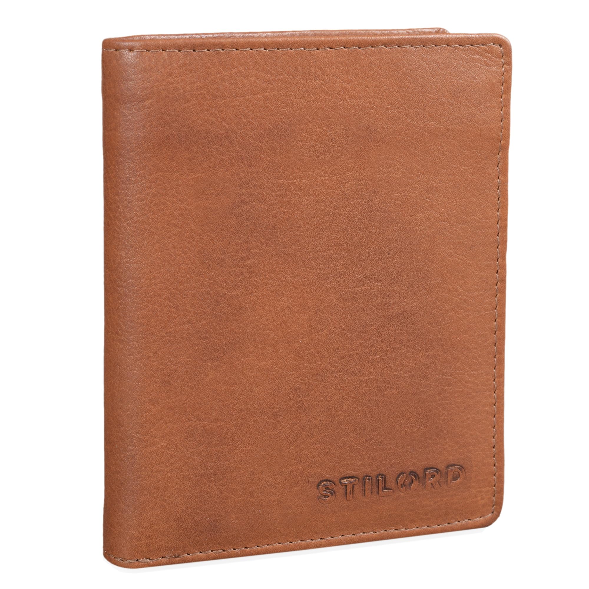 STILORD "Marc" Leather Wallet for Men in Gift Box Vintage Purse Card Holder Vertical Trifold Genuine Leather Colour:girona - Brown