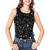 KAILAND Women's Sequin Top Sleeveless Sparkly Glitter Shiny Tank Top for Party, Wedding, Club, Night Out