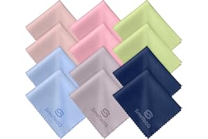 SmoTecQ 12 Pack Microfiber Lens Cleaning Cloths – Ultra-Soft, Scratch-Free Eyeglass Cloths for Glasses, Screens & Cameras – 7×6 in, Assorted Colors