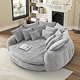 81” Oversized Upholstered Sofa Bed, Round Chaise