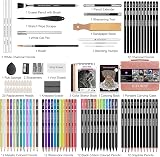 HIFORNY 100-Piece Drawing Set Pencils Charcoal Graphite Watercolor Colorful view 2