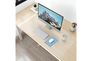 NATRKE Clear Desk Mat Pad, 35.4"x15.7" Large Transparent Desk Protector Mat Plastic Desk Mat, Thickness 0.06" PVC Waterproof 