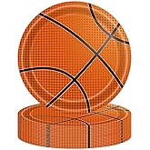 KFJBPB 50PCS Basketball Party Paper Plates 7 Inch, Disposable Basketball Birthday Party Supplies Cake Dessert Plates for Birthday Baby Shower Sports Event Decorations
