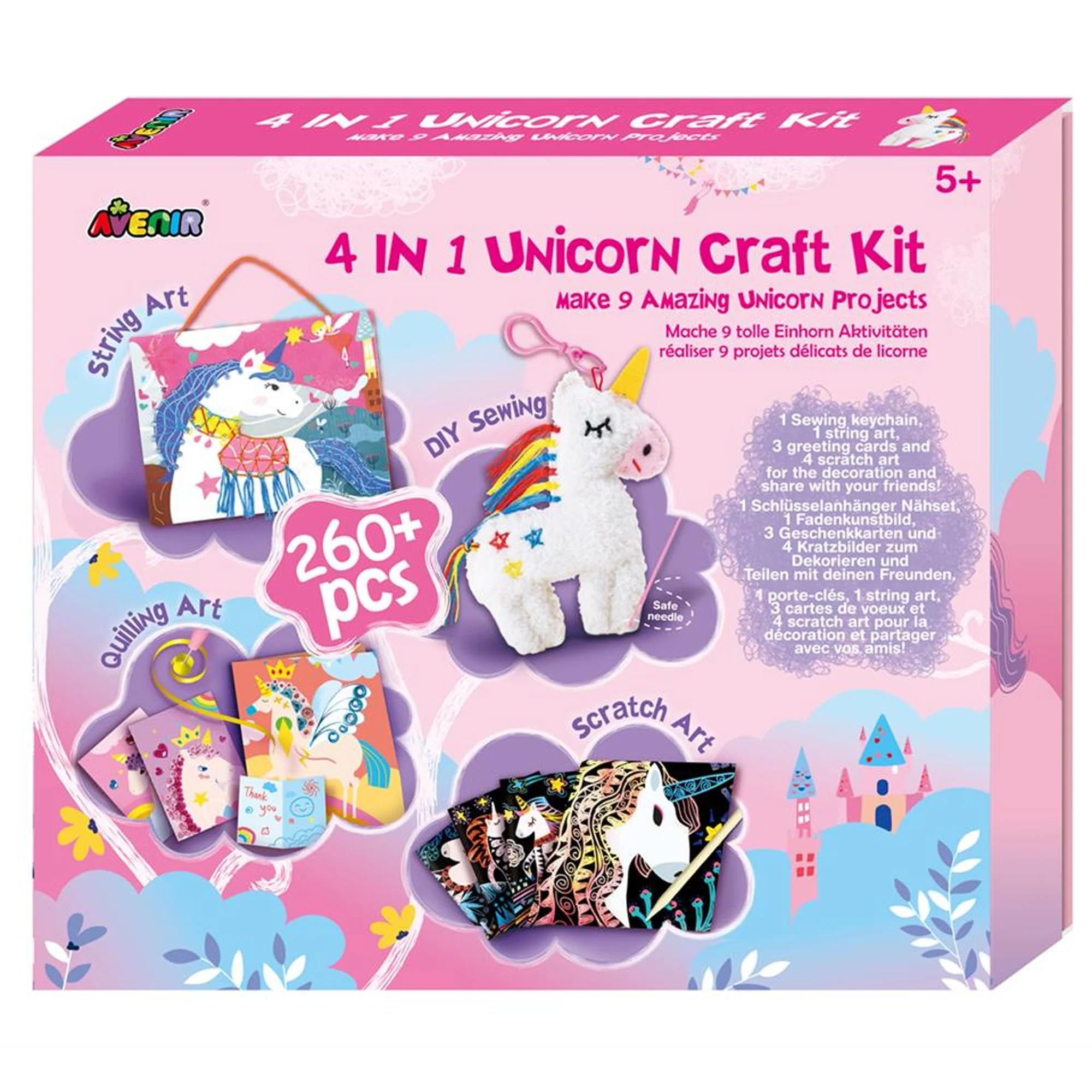 Avenir 4 in 1 Unicorn Craft Kit | Multi-Activity Craft Kit | A Fun DIY Creative Activity Set. Suitable for Kids Ages 5+