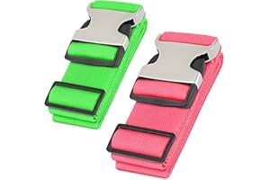 HERO TRAVEL SUPPLY Hero Luggage Straps for Suitcases and Carry-On (2-Pack) Heavy-Duty Secure Belts with 700+ lbs. Max Force Tension (Green/Pink)