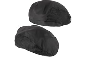 Ipetboom 2pcs Chef Hats with Breathable Mesh Hair Net, Reusable Washable Kitchen Work Caps for Men and Women Black