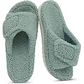 Litfun Womens Fuzzy Arch Support Slippers Orthopedic Comfy Adjustable Open Toe House Shoes