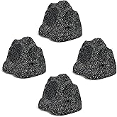 Herdio 8" Outdoor Rock Bluetooth Speakers IPX7 Waterproof Wired Max Power 1200 Watt All Weather for Deck Pool Backyard Patio Garden (2 Pair Black)