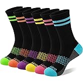 eallco Womens Crew Socks Athletic Calf Work Socks Running Long Cushioned Sole Socks 6 Pairs
