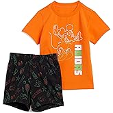 adidas Unisex-Baby Disney Mickey Mouse T-Shirt Set, Semi Impact Orange/Off White, 4 Years