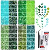 qiipii 8 Color 2-6mm Green Jelly Resin Rhinestones w B7000 Jewelry Glue for Bedazzling Crafting Flatback Stones Gems Diamonds for Nails Face Eyes Makeup Tumblers Bottles DIY Crafts Clothes Shoes Phone