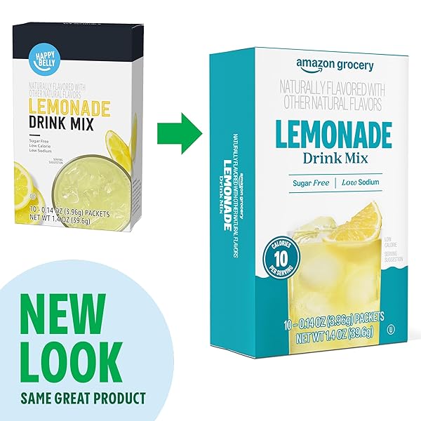 AMAZON GROCERY, LEMONADE DRINK MIX, 10 PACKETS, 1.4 OZ