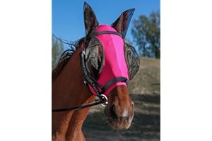 HackFond Horse Fly Mask Generous&Fine Mesh Eye Covers and Ears Elasticity Mask Snug Fitting Comfortable Breathable Lightweight Equine Stretchy Protection for Horses Hot Pink Full Size