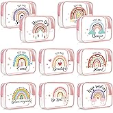 Kacctyen 10 Pcs Rainbow Clear Makeup Bag Women Gifts Inspirational Quotes Waterproof PVC Cosmetic Bags Portable Multifunction Pouch for Graduation Friend Sister Nurse Gift Travel Vacation Organization