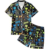 Boys Pajamas Toddler Little Boys Silky Satin Pajamas Button Down Short Sleeve & Shorts Pjs Set Kids Sleepwear 3-10 Years