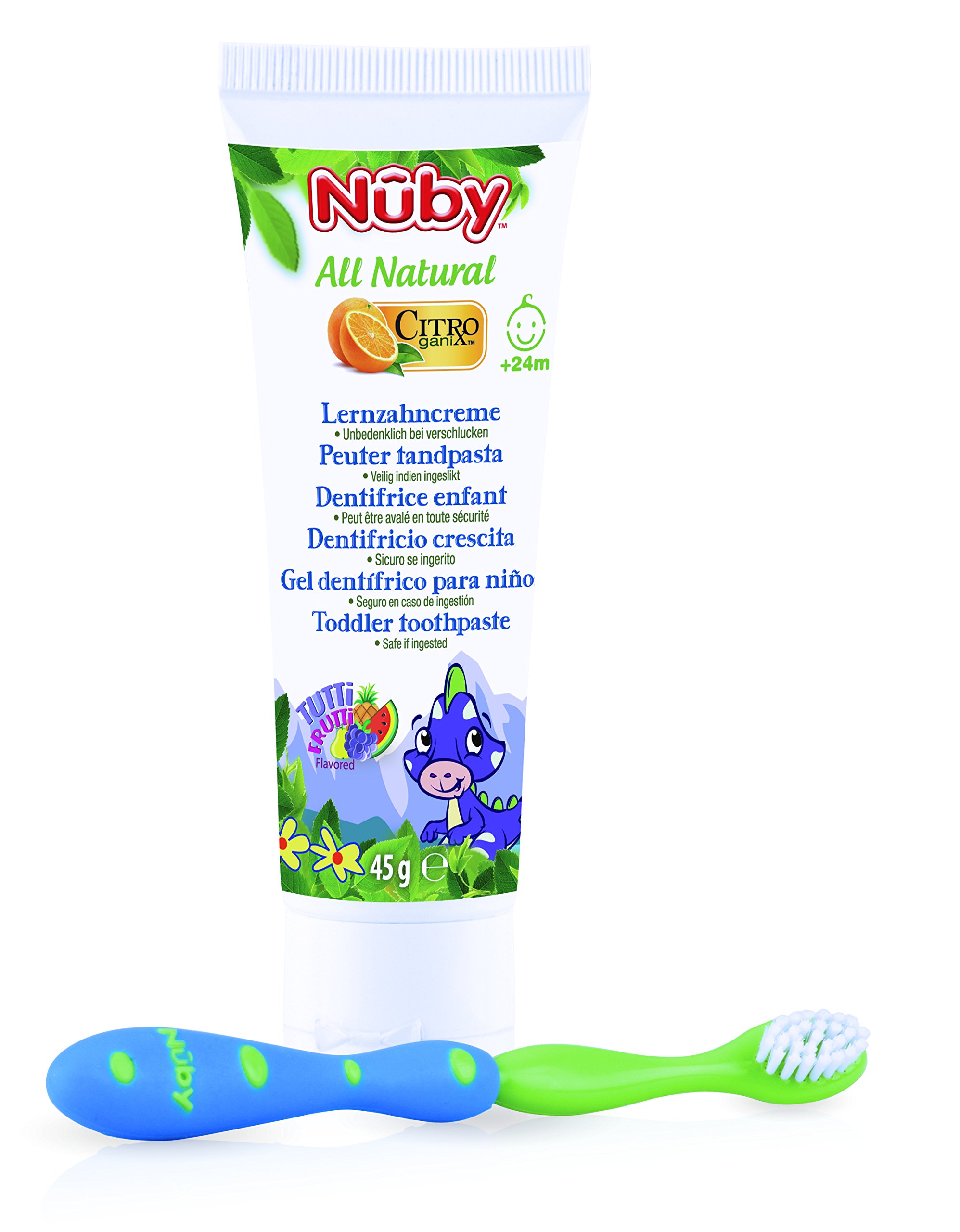 Nuby CG18045 All Natural Combo Pack – Complete Toothpaste and Toothbrush