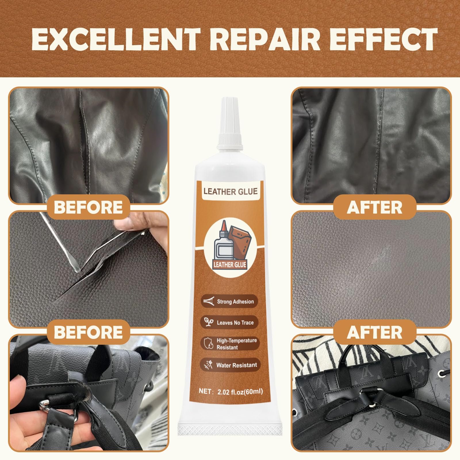 INNOVAYOU Lederkleber 120ml, Leder Kleber Instant Bonding Permanent Clear Soft Wasserdicht, Lederkleber Extra Stark für Sofas, Autositze, Geldbörsen 3