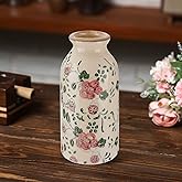 Ninehaoou Ceramic Small Vase Rustic Farmhouse Vase Boho Vases Home Decoration for Your Kitchen Bedroom Office Bathroom& Shelf Centerpiece Table Decorative(6 Inches,Classic)