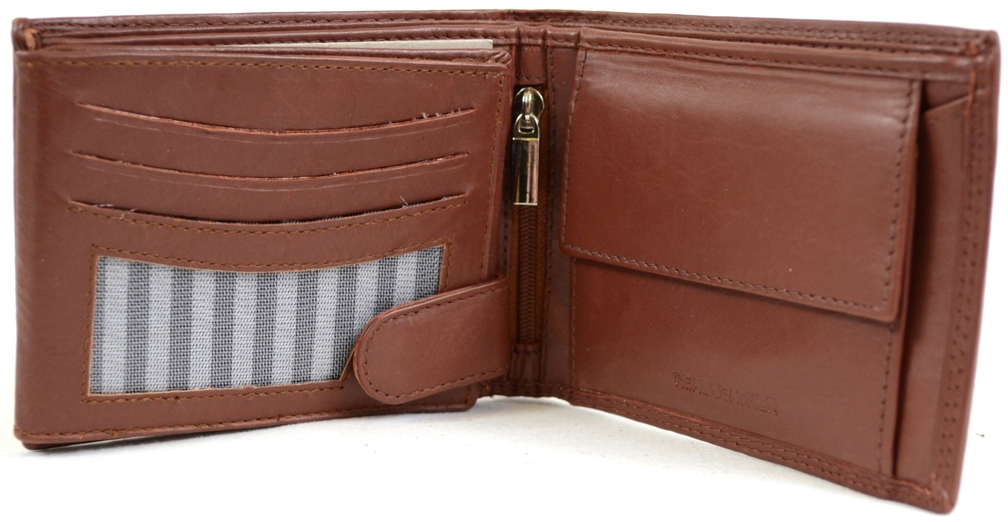 LondonLeather Men's Soft Leather Tri-Fold Wallet with Multiple Features (Tan)