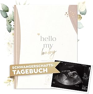 TWIVEE - Schwangerschaftstagebuch - hello my baby - Schwangerschaftsbuch - Meine Schwangerschaft Buch - Babytagebuch - Meilensteinkarten - Tagebuch für Erinnerungen und Fotos - Pregnancy Diary
