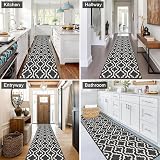 SHACOS Non Slip Hallway Runner Rug 60 x 240 cm Black Geometric Pattern view 4