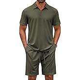 COOFANDY Men's Polo Shirt and Shorts Set 2 Piece Outfits Fashion Summer Casual Tracksuits