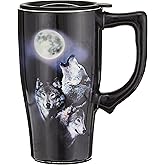 Spoontiques WOLVES/MOON TRAVEL MUG, 18 ounces