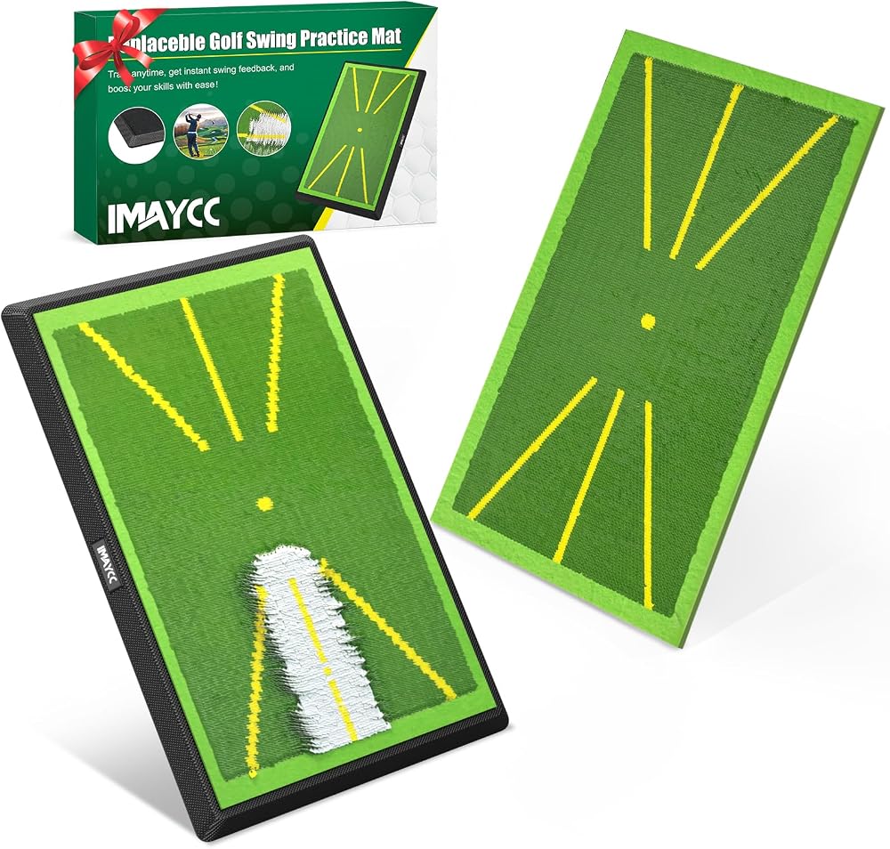 IMAYCC Golf Mat 2PCS Replaceable Hitting Practice Mat with Anti-slip Base
