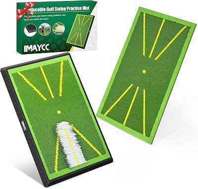 IMAYCC Golf Mat 2PCS Replaceable Hitting Practice Mat with Anti-slip Base