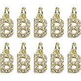 uxcell Rhinestone Letter Charm, 10pcs Crystal Zirconia Copper Alphabet B Pendants Slider Letter Charm for Wristbands Bracelets Necklace Jewelry Earring DIY Craft, Gold