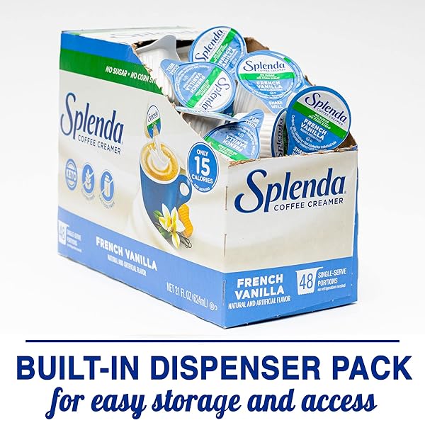 SPLENDA SINGLE SERVE COFFEE CREAMER CUPS, SUGAR FREE FRENCH VANILLA, 48 COUNT