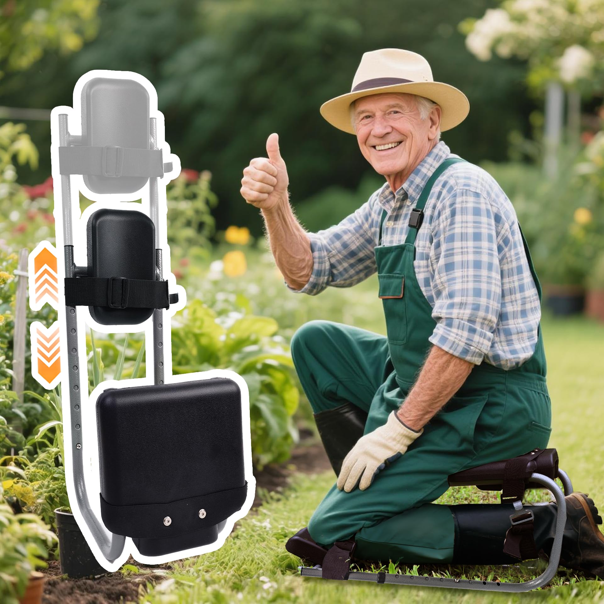 Photo 1 of Knee Seat for Gardening with Straps – Ergonomic Garden Kneeler and Seat with Knee Pads & Joint Support, Gardening Workseat for Seniors, Yard & Farm Work