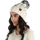 Funky Junque Women's Jumbo Yarn Chunky Knit Slip Stitch Beanie with Pom Pom Hat