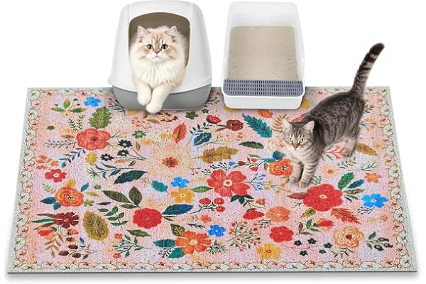 YOSEPATI Cat Litter Mat, 89 x 58cm Litter Box mat, Upgrade Non-Slip Kitty Litter mat, Traps 100% Litter, Soft on Kitty Paws,